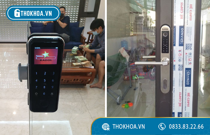 Lắp đặt khóa cửa kính điện tử - Thokhoa.vn